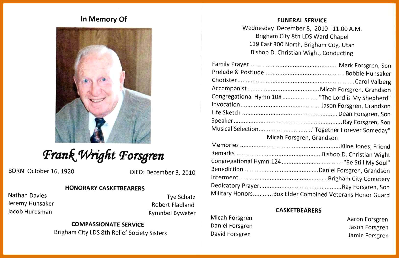 Funeral Handouts Template Handout Templates Sowtemplate