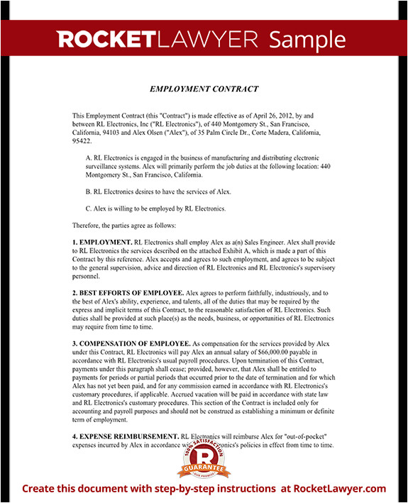 Employee Contracts Templates Employment Contract Agreement Template