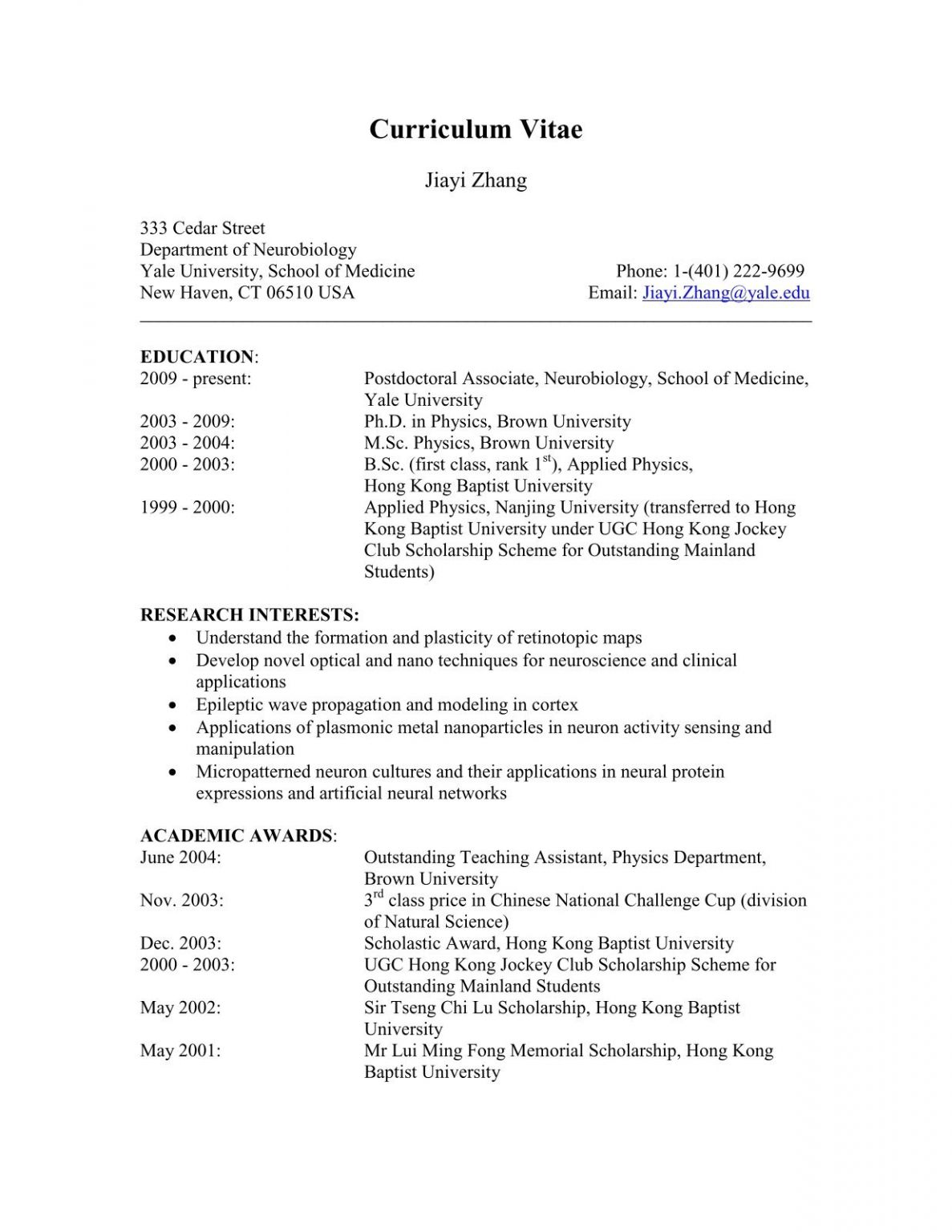 Sample Resume Yale Curriculum Vitae Yale Curriculum Vitae Williamson