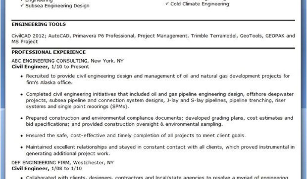 Resume Format In Word For Civil Engineer Experienced Civil Engineer