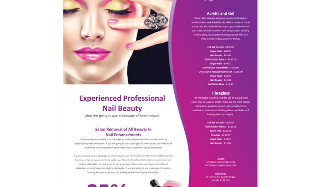 Salon Flyer Templates Nail Beauty Salon Flyer Template Williamson Ga Us