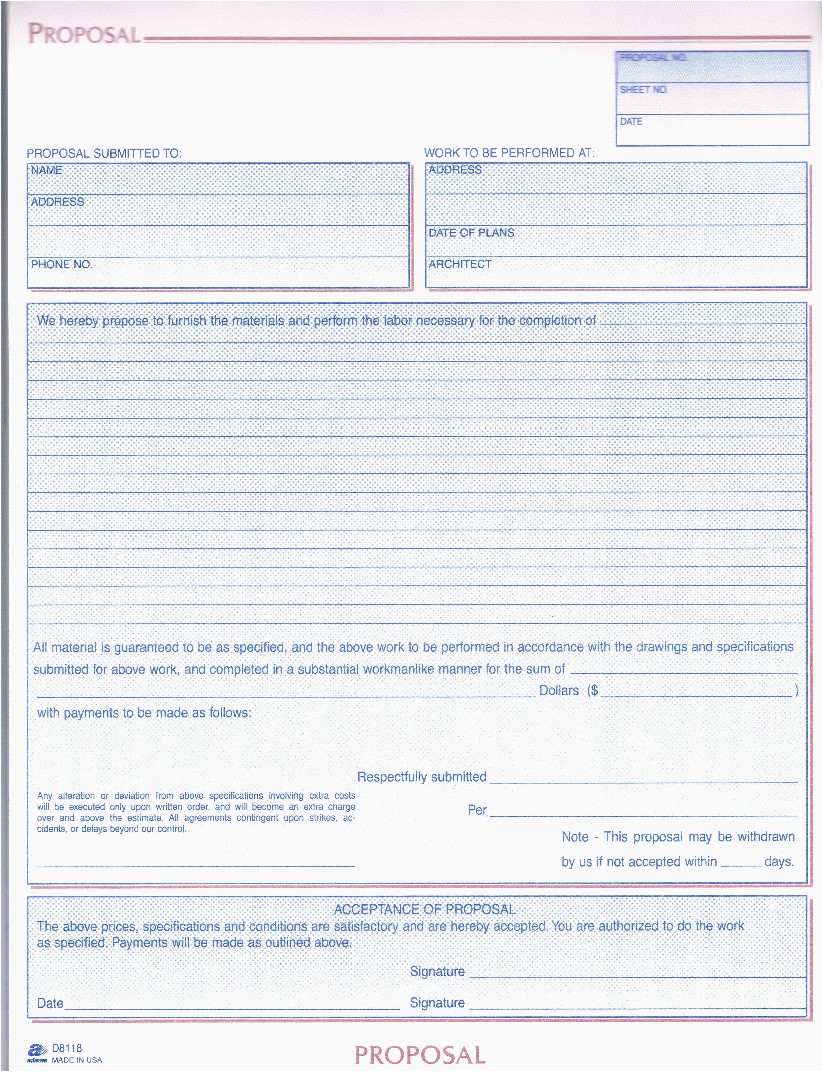 Adams Proposal Template Adams D8118 Proposal Book 1 Part Contract