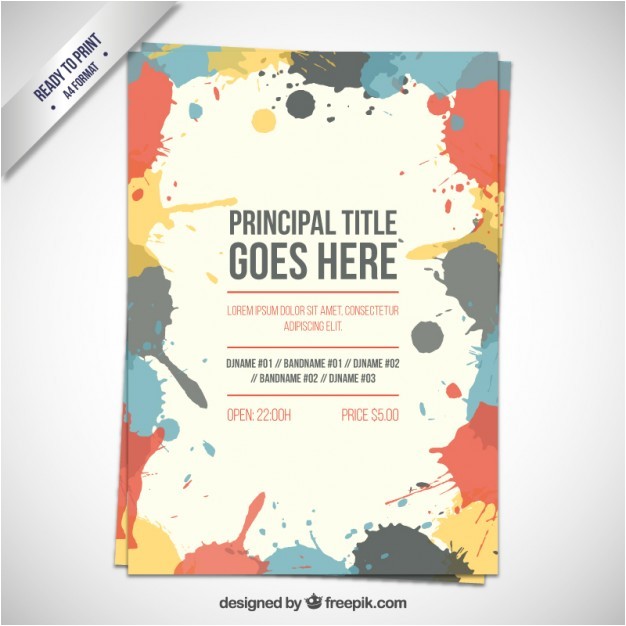 Advertisement Brochure Templates Free Flyer Template with Paint Splashes Vector Premium Download