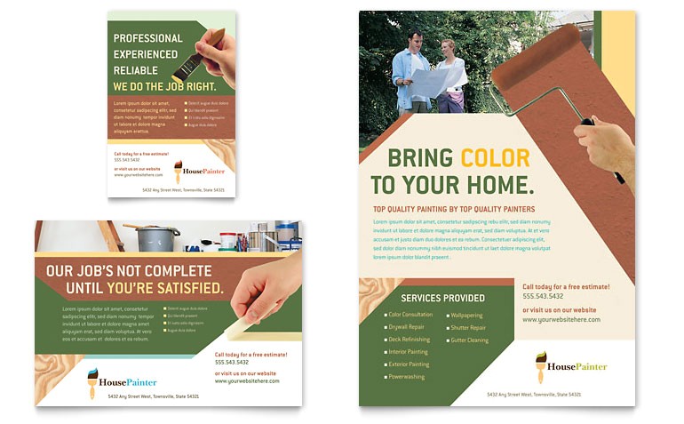 Advertisement Brochure Templates Free Painter Painting Contractor Flyer Ad Template Word