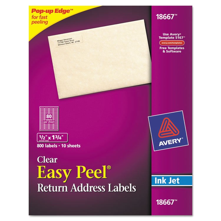 Avery 1 2 X 1 3 4 Template Clear Easy Peel Mailing Labels Inkjet 1 2 X 1 3 4 800