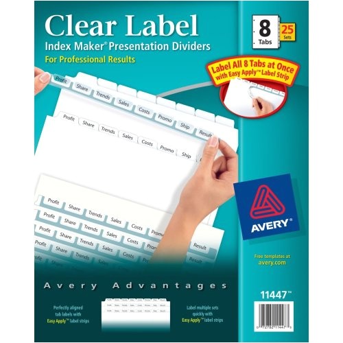 Avery 8 Tab Index Maker Clear Label Divider Template Avery Index Maker Clear Label Dividers Easy Apply Label
