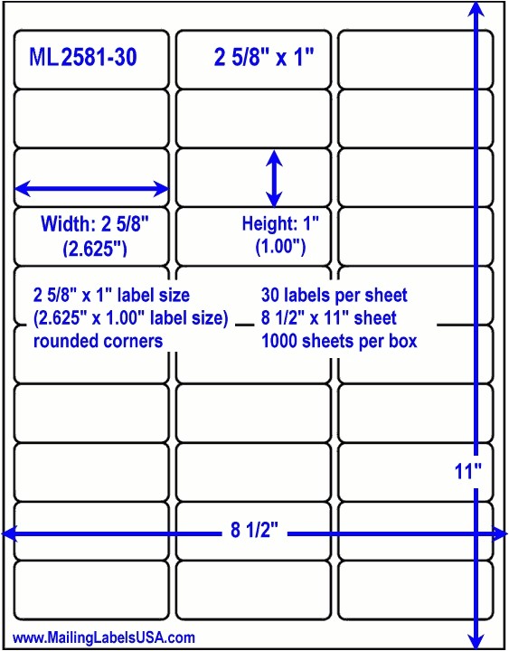 Avery 5160 Label Template Dimensions