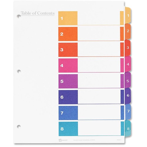 Avery Ready Index Dividers 8 Tab Template Avery Ready Index Customizable Table Of Contents Classic