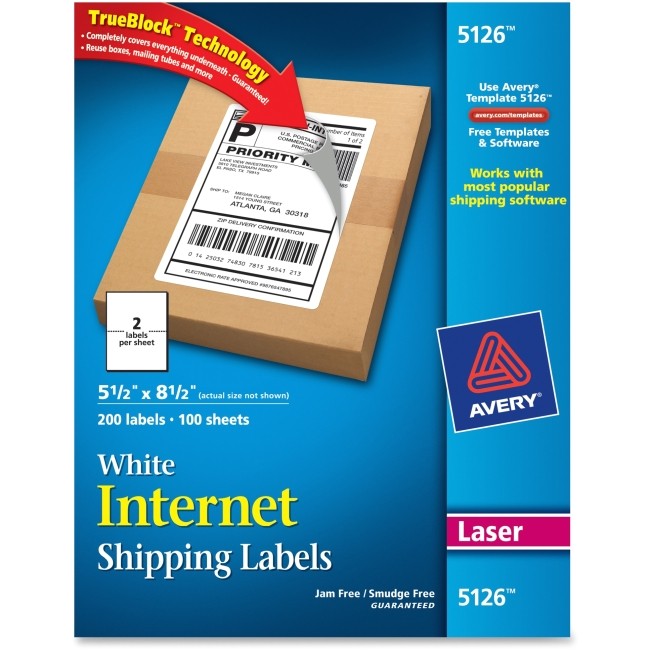Avery Shipping Label Template 5126 Avery 5126 Shipping Label 5 50 Quot Width X 8 50 Quot Length 200