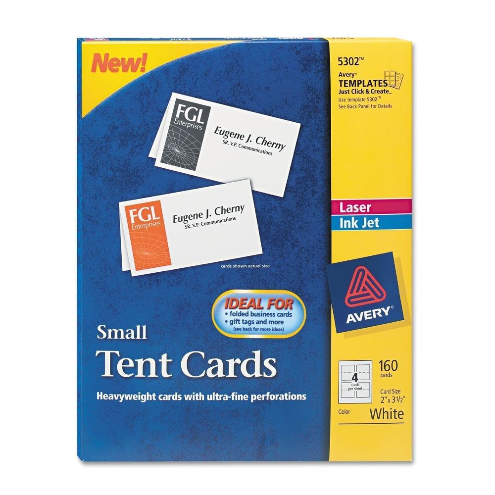 Avery Small Tent Card Template Avery 5302 Tent Cards Inkjet Laser Small 160 Cards New