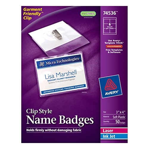 Avery Templates for Name Badges Avery top Loading Garment Friendly Clip Style Name Badges