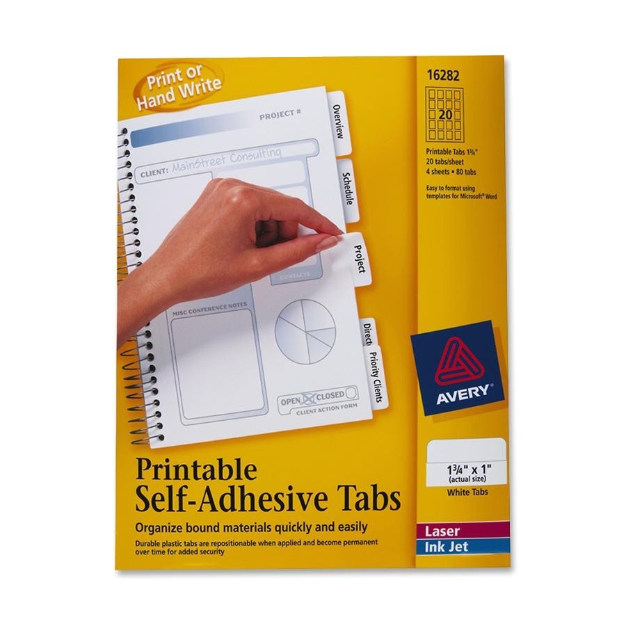 Avery Templates Tabs Avery Printable Tabs Self Adhesive White 80 Pk Ld