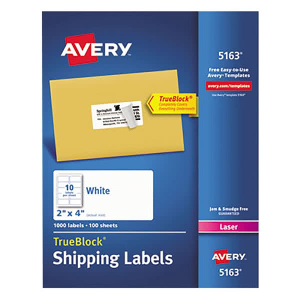 Avery White Shipping Labels 5163 Template Avery 5163 2 Quot X 4 Quot White Shipping Labels 1000 Box
