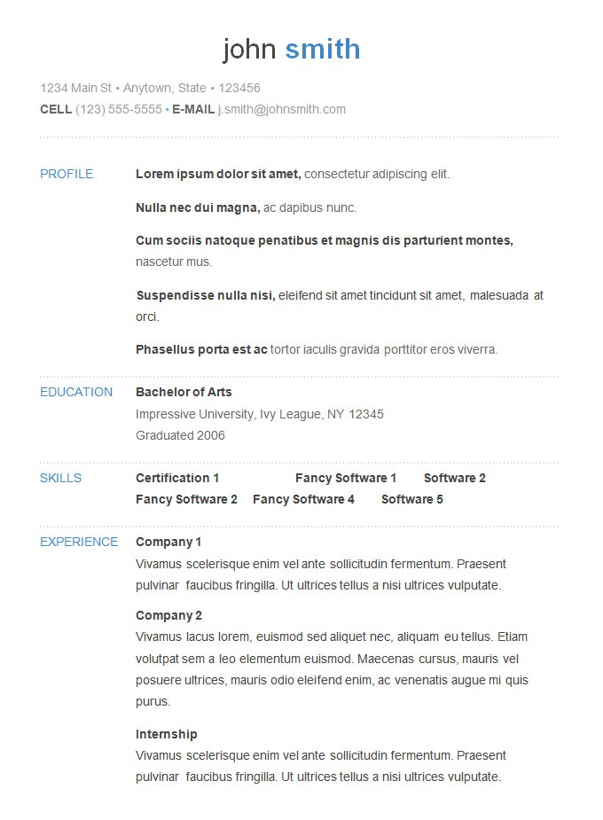 Basic Template for Resume 70 Basic Resume Templates Pdf Doc Psd Free