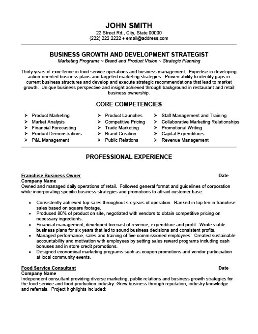 Business Owner Resume Sample Franchise Business Owner Resume Template Premium Resume