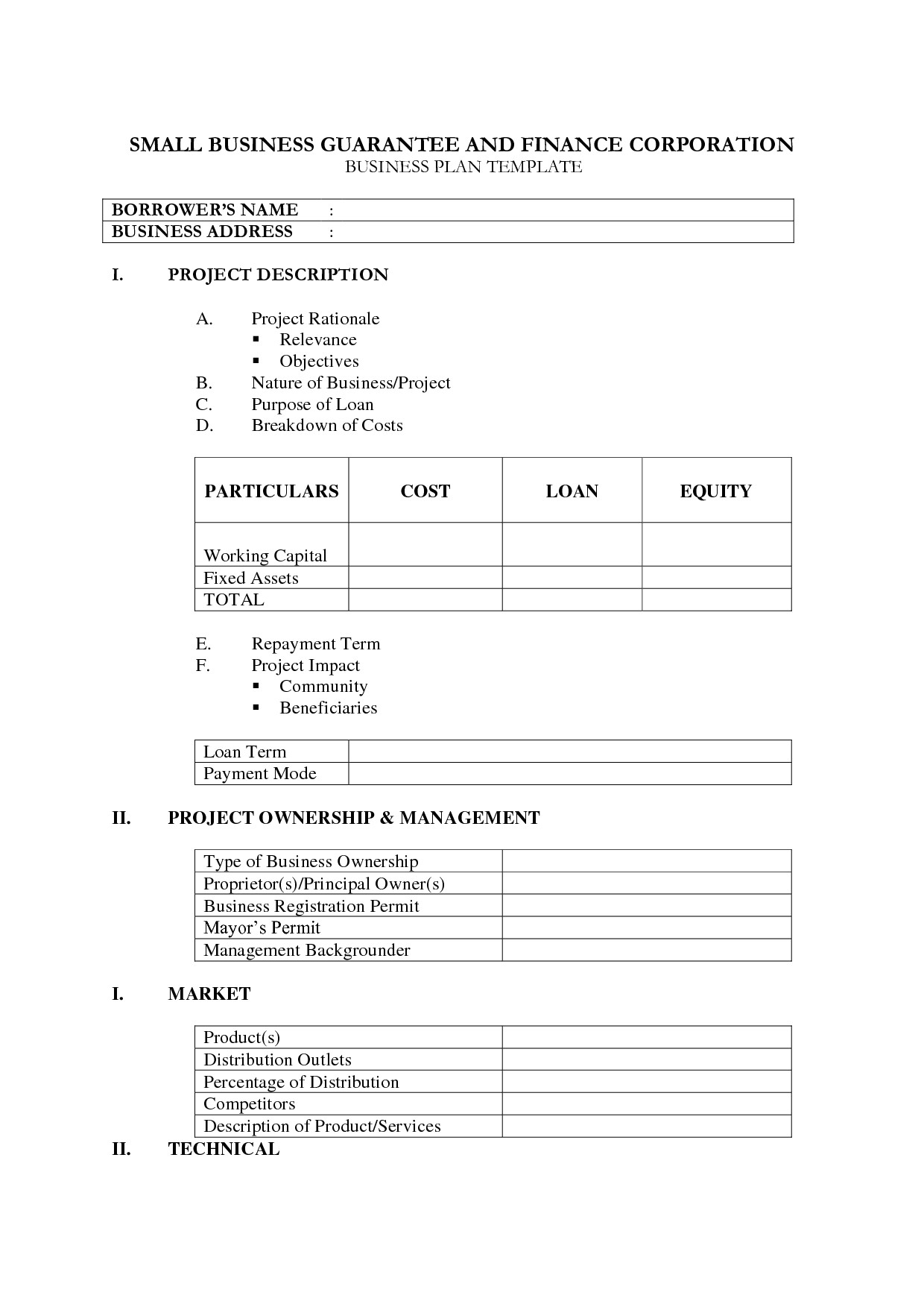 sample business plan for a bank