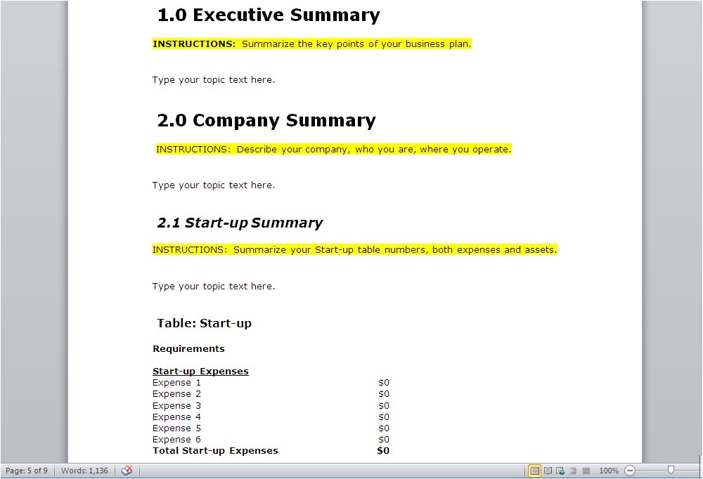 Business Plan format Template 10 Free Business Plan Templates for Startups Wisetoast