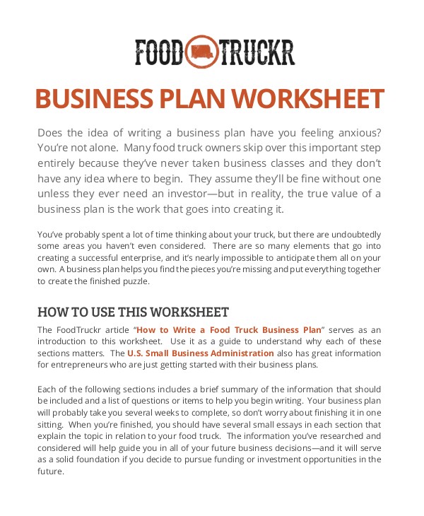 Business Plan Template for Food Truck 11 Sample Food Truck Business Plans Pdf Word Pages
