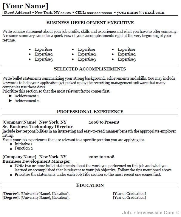Business Resume Template Free Business Resume Templates Resume Builder
