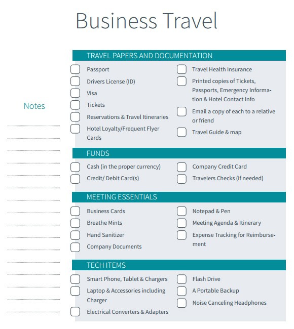 Business Travel Planning Checklist Template 8 Sample Business Travel Itinerary Templates to Download