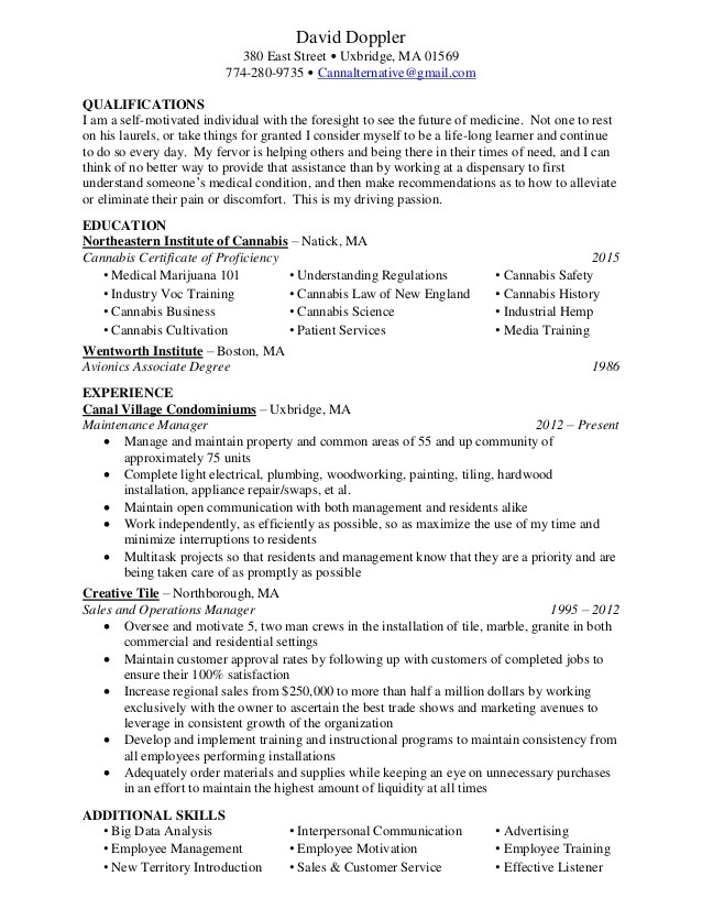 Cannabis Resume Template