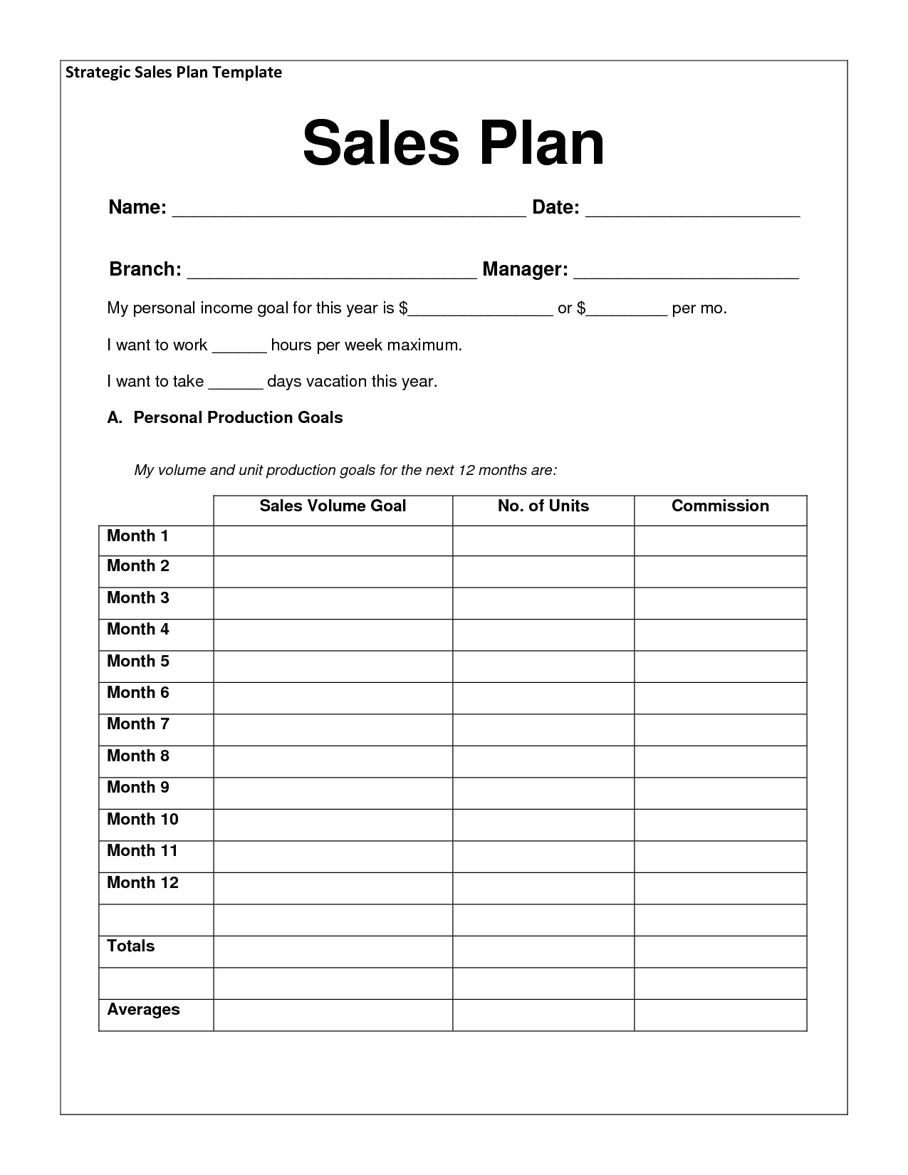 Car Sales Business Plan Template Sales Plan Templates Word Excel Samples