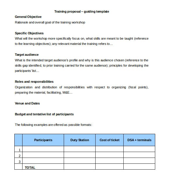 Class Proposal Template 35 Training Proposal Templates Pdf Doc Free