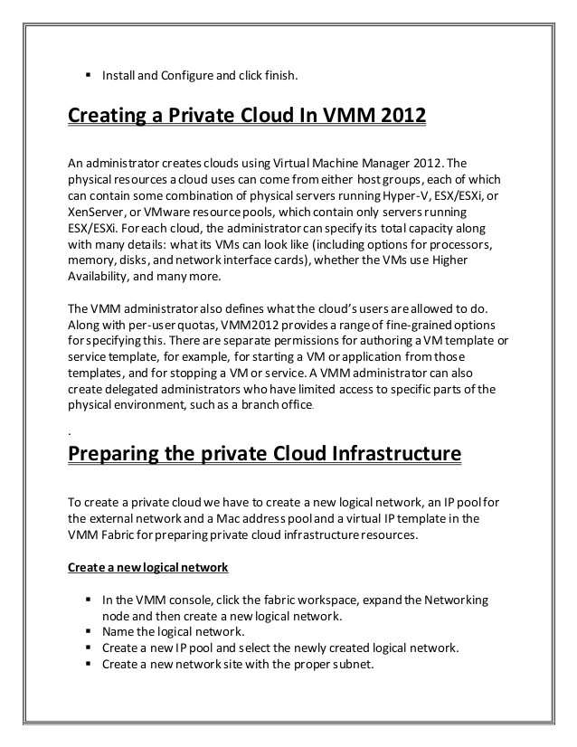 Cloud Services Proposal Template Private Cloud with System Center Project