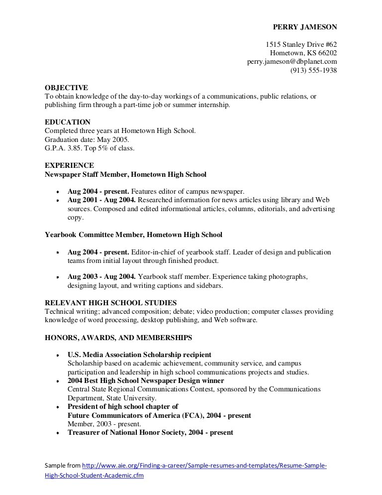 College Resume Template for Highschool Students Resume for Highschool Students Learnhowtoloseweight Net