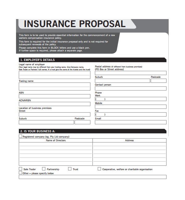Commercial Insurance Proposal Template 12 Insurance Proposal Templates Sample Templates