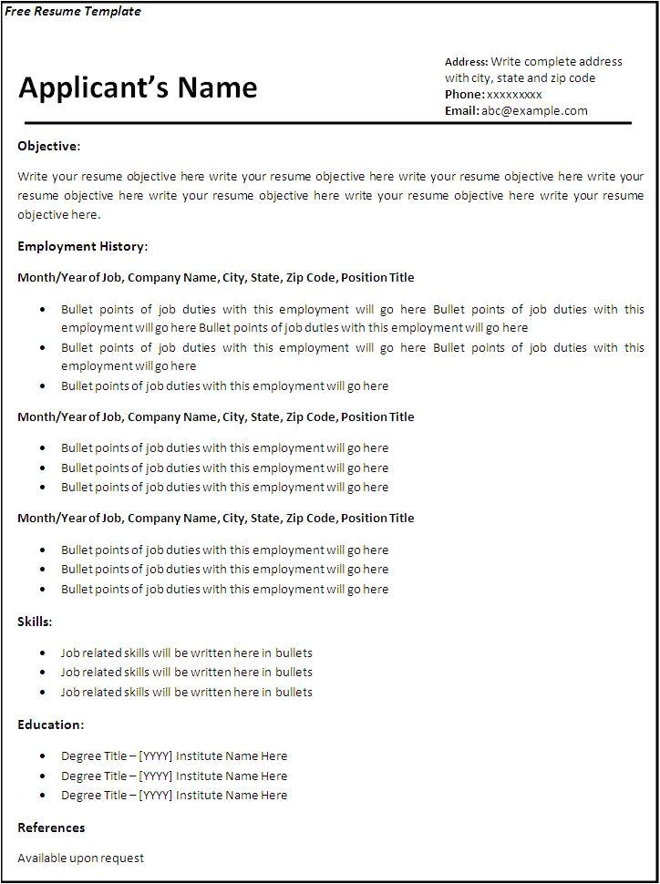 Create Free Resume Templates Create Resume for Free Learnhowtoloseweight Net