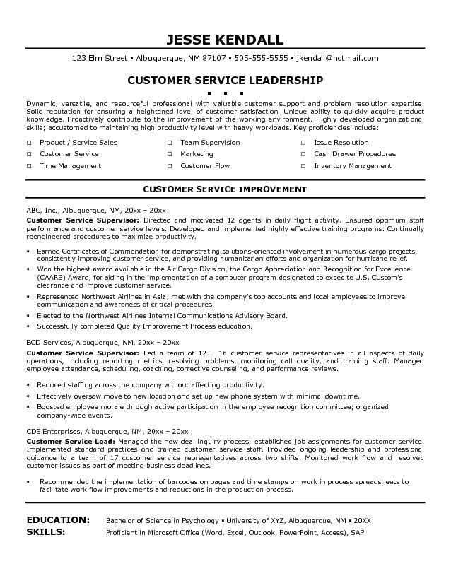 Customer Service Resume Templates Free Customer Service Resume Resume Cv