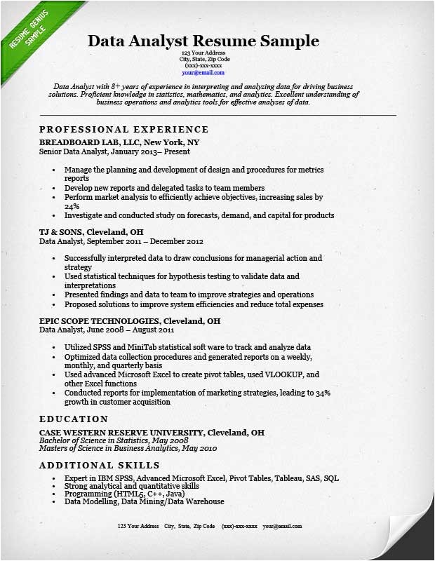 Data Analyst Resume Template Data Analyst Resume Sample Resume Genius