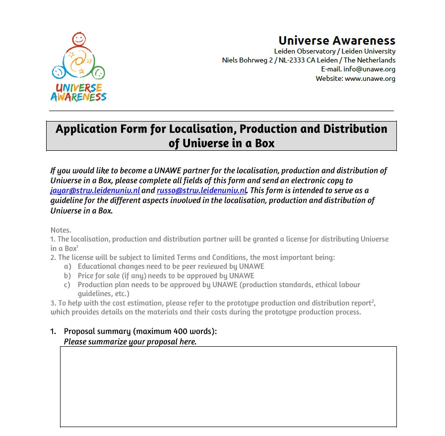 Distribution Proposal Template Universe In A Box Localisation Production and