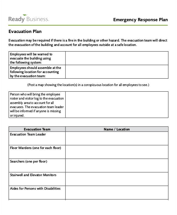Emergency Response Plan Template For Small Business Williamson ga us