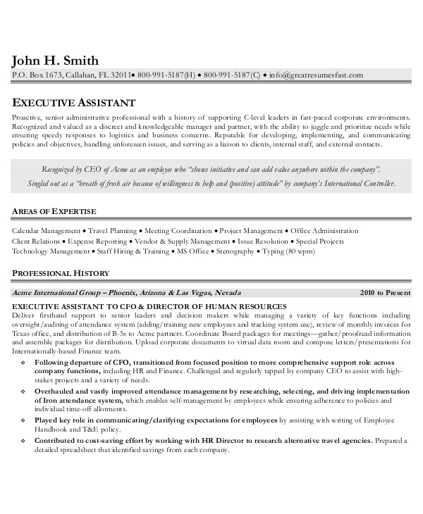 Executive assistant Resume Template 10 Executive Administrative assistant Resume Templates