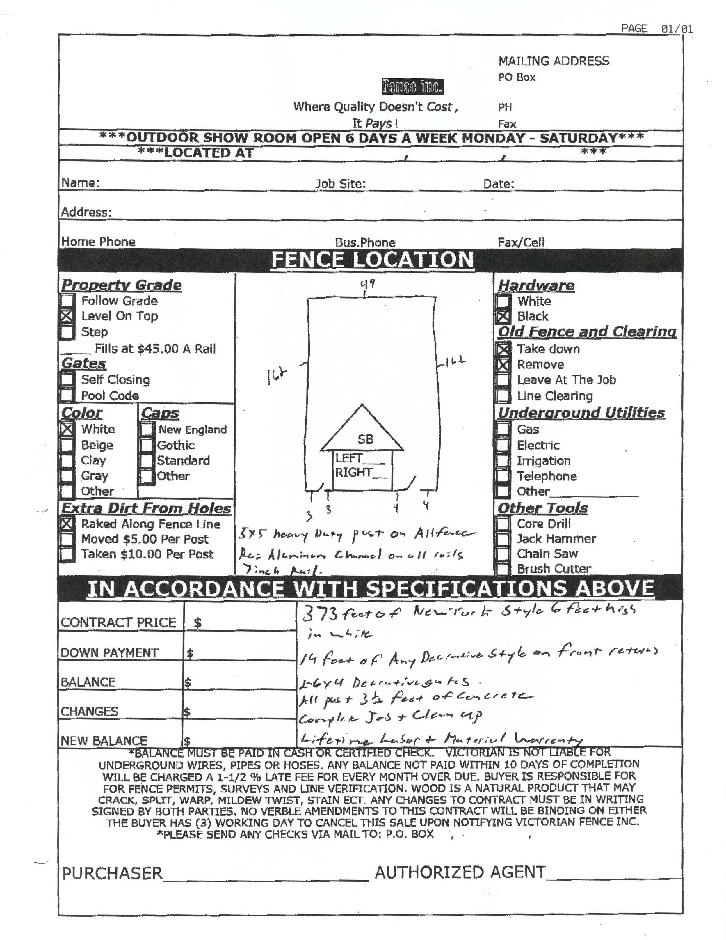 Free Fence Proposal Template Printable Templates