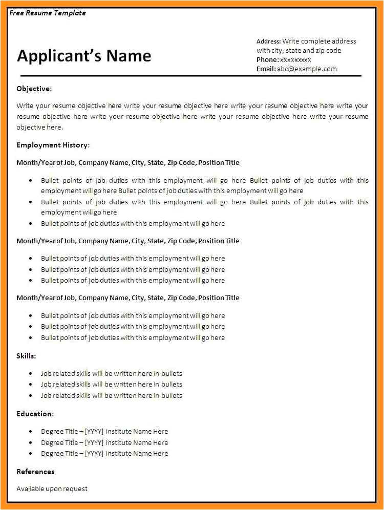 Fillable Resume Template Fillable Resume Template 40 Blank Templates Free Samples