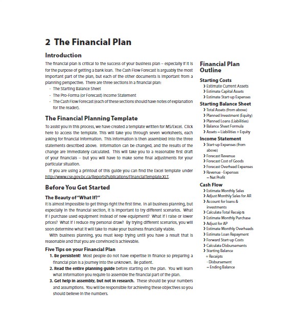 Financial Advisor Business Plan Template Free Financial Business Plan Template 13 Free Word Excel