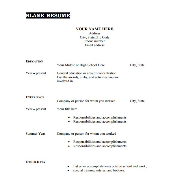 Free Blank Resume Template 46 Blank Resume Templates Doc Pdf Free Premium