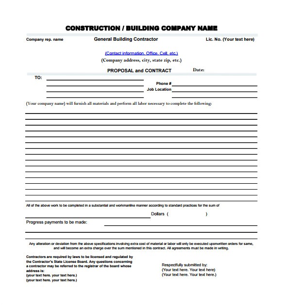 Free Construction Bid Proposal Template Download Construction Proposal Templates 19 Free Word Excel