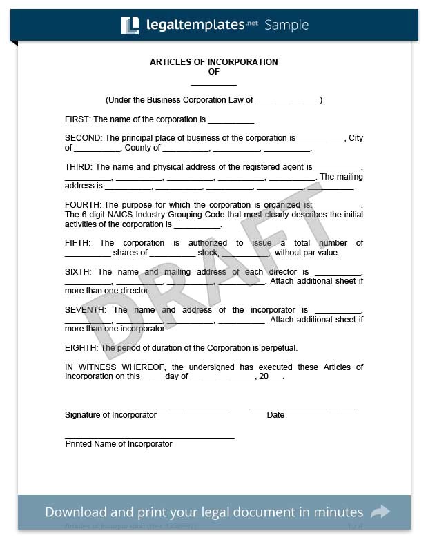 Free Llc Business Plan Template Articles Of Incorporation Create A Certificate Of