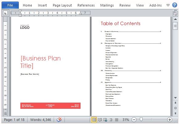 Free Microsoft Word Business Plan Template Business Plan Template for Microsoft Word