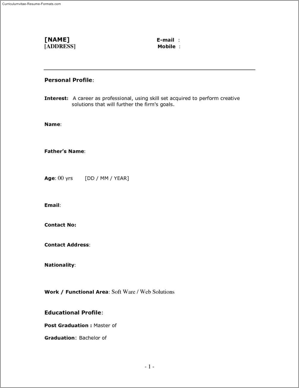Free One Page Resume Template Free One Page Resume Templates Free Samples Examples