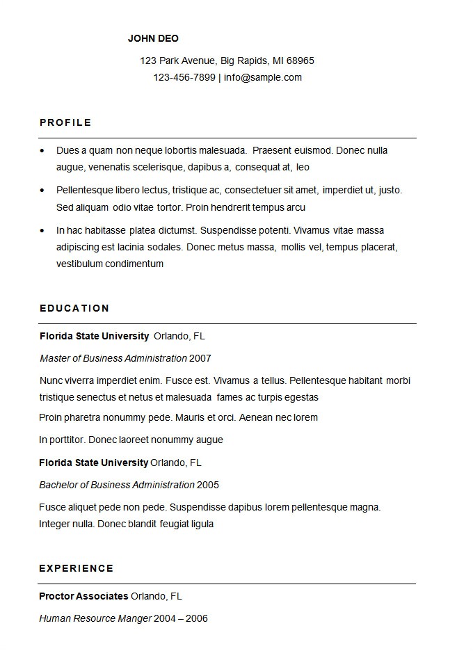 Free Resume format Template 70 Basic Resume Templates Pdf Doc Psd Free