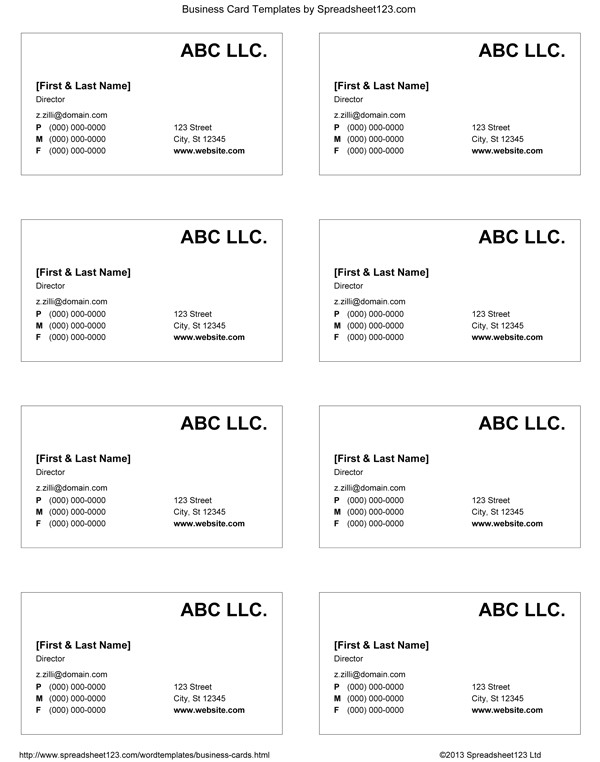 Free Template for Business Cards On Word Business Card Templates for Word