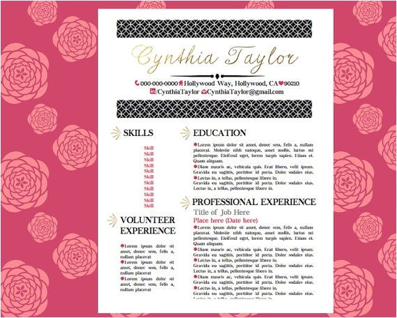 Girly Resume Templates Gold Pink Black Resume Girly Resume Pinterest by