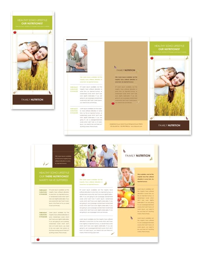 Health Coach Brochure Templates Nutritionist Tri Fold Brochure Template Impressos