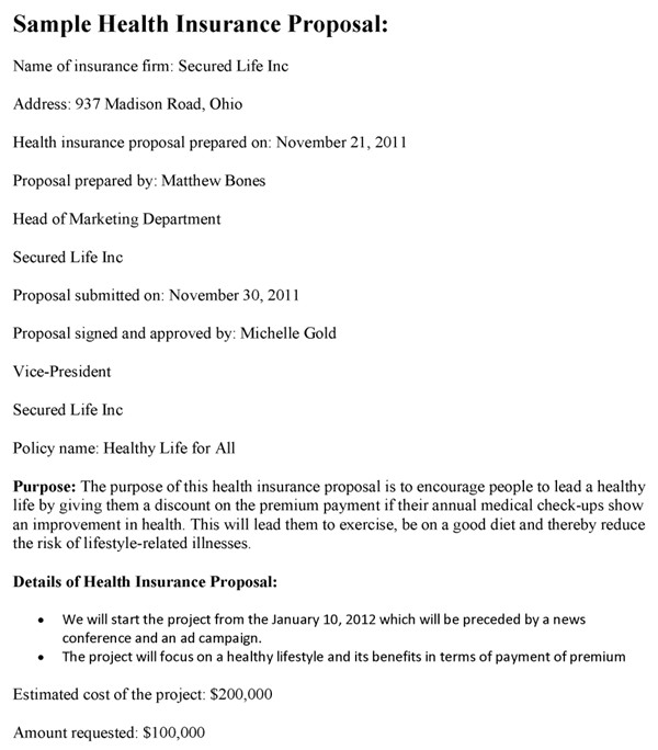 Health Insurance Proposal Template Health Insurance Proposal Template