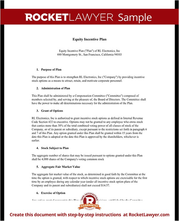 Incentive Proposal Template Equity Incentive Plan for Shares Stocks Template